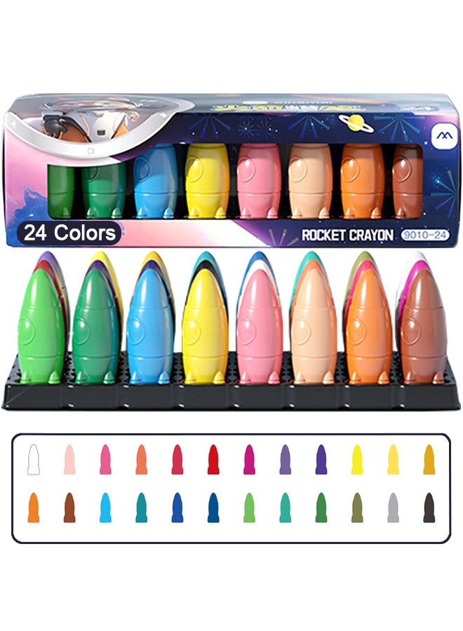 xingmai 24 Colors Rocket Crayons Set,Non-Toxic Washable Crayons, Easy-to-Hold,Smooth Writing Pencil Bright Colors Drawing Crayon,Art Supplies for Kids School Multicolor - Image 1