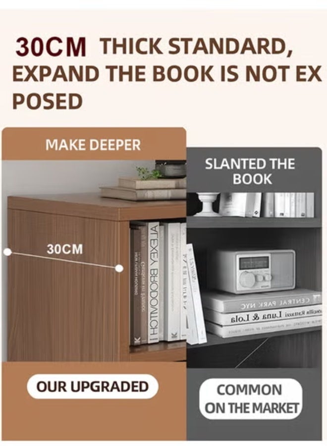 زي سي إم - هابي Modern Solid Wood Bookshelf Floor Rack Wall Mounted Corner Storage Bookcase and Display Cabinet for Living Room - Image 4