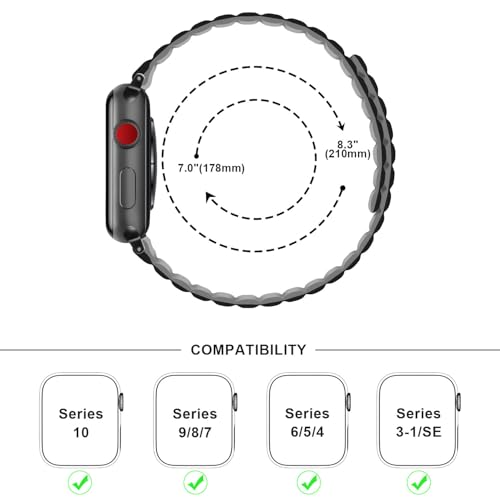 Anlinser Magnetic Bands Compatible with Apple Watch Band 49/46/45 44/42/41/40/38mm, Women Men Double Side Reversible Strap for iWatch Ultra 3-1 Series 11/10/9/8/7-1 SE (42/41/40/38, Black/Gray) - Image 4