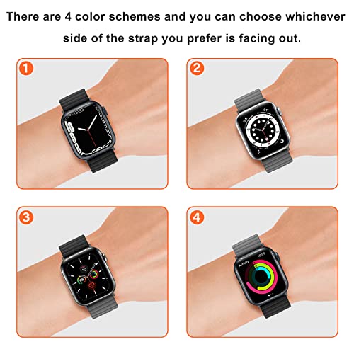 Anlinser Magnetic Bands Compatible with Apple Watch Band 49/46/45 44/42/41/40/38mm, Women Men Double Side Reversible Strap for iWatch Ultra 3-1 Series 11/10/9/8/7-1 SE (42/41/40/38, Black/Gray) - Image 5