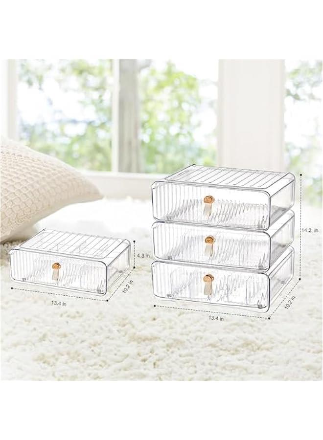 MIXDE Clear Acrylic Divided Socks u0026 Underwear Organzier Box for Closet, Stackable Baby Clothes Organizer Bins with Removable Adjustable Dividers for Wardrobe/Countertop, 16 Cell - Image 3