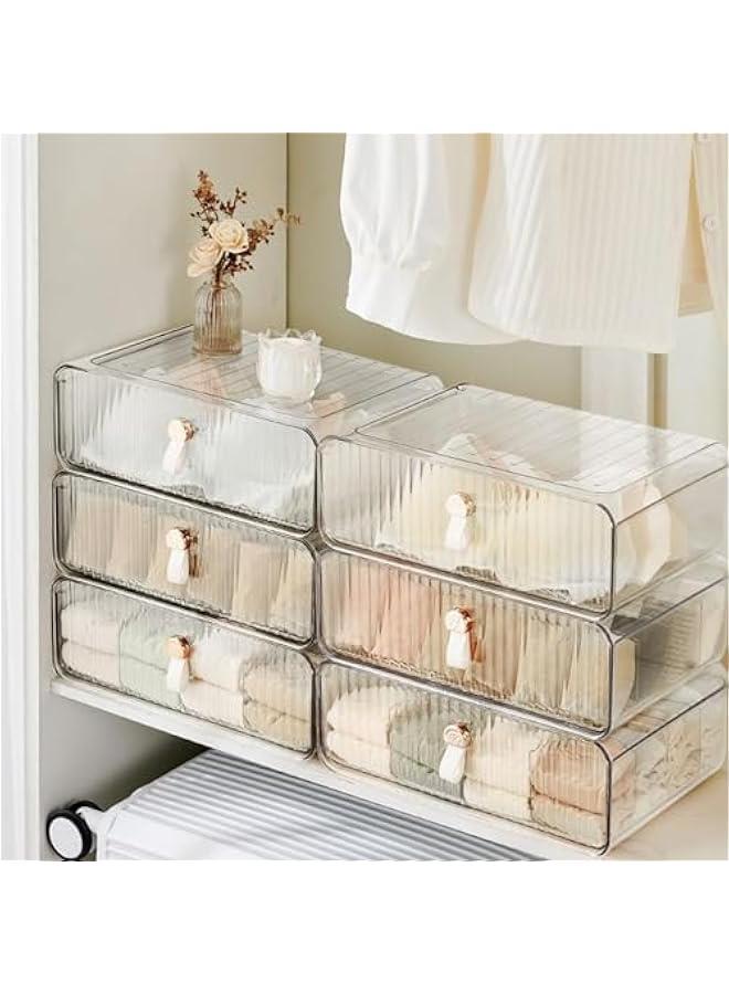 MIXDE Clear Acrylic Divided Socks u0026 Underwear Organzier Box for Closet, Stackable Baby Clothes Organizer Bins with Removable Adjustable Dividers for Wardrobe/Countertop, 16 Cell - Image 5