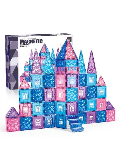 Magni Mates Magnetic Building Tiles Set 97 Pieces 7.5cm Size – DIY Construction Blocks with Castle Style Designs, Window Tiles and Colorful Shapes for Creative STEM Learning Play