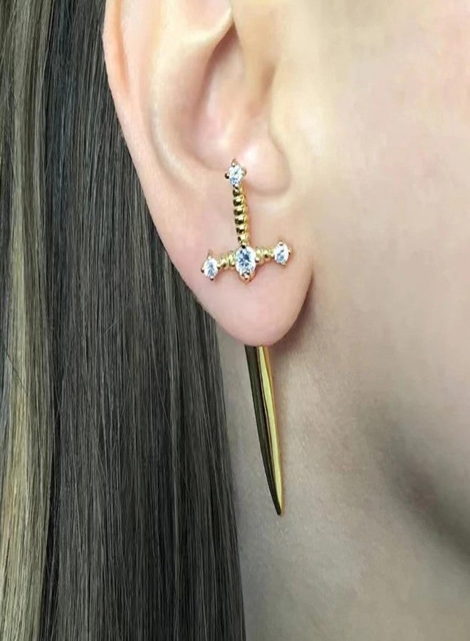 Frodete Gothic Sword Dangle Earrings for Women Men Vintage Punk Dagger Scissor Jewelry Unique Accessory Retro Aesthetic Costume Outfit Party Event Accessory Statement Gift Idea - Image 2
