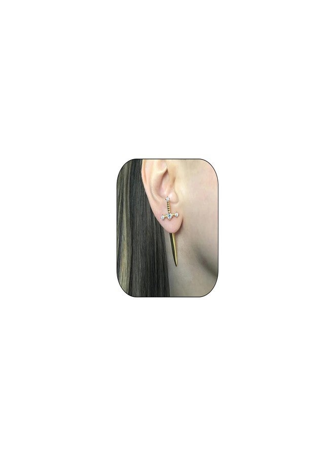 Frodete Gothic Sword Dangle Earrings for Women Men Vintage Punk Dagger Scissor Jewelry Unique Accessory Retro Aesthetic Costume Outfit Party Event Accessory Statement Gift Idea - Image 1