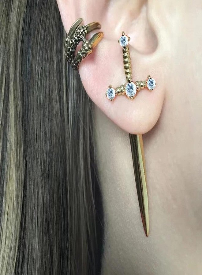 Frodete Gothic Sword Dangle Earrings for Women Men Vintage Punk Dagger Scissor Jewelry Unique Accessory Retro Aesthetic Costume Outfit Party Event Accessory Statement Gift Idea - Image 3