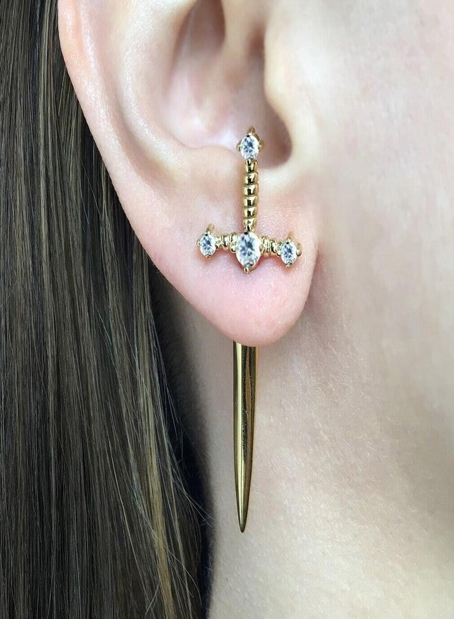 Frodete Gothic Sword Dangle Earrings for Women Men Vintage Punk Dagger Scissor Jewelry Unique Accessory Retro Aesthetic Costume Outfit Party Event Accessory Statement Gift Idea - Image 4