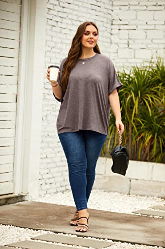 GeGekoko Women Oversized T-Shirt Summer Casual Short Sleeve Loose Tee Tops Brown - Image 4