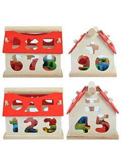 PLUSPOINT Wooden Number&Shape Sorting House Wooden House Shaped Toy For Kids 1 Year Up Educational Shape Number Color Matching Sorting Wooden Toy For Preschool Baby'S As Storage Box(Number House)  - Image 5
