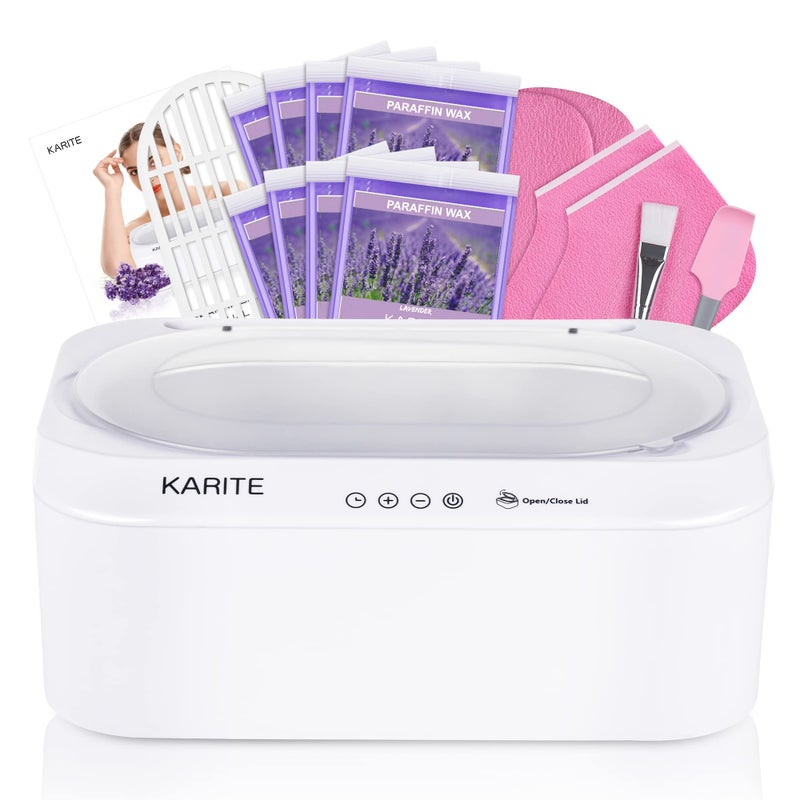 KARITE Paraffin Wax Machine for Hands and Feet with Auto Open Lid Paraffin Bath20Min Fast Wax Meltdown Precision Temperature Control 4500ml Paraffin Warmer with 8Pack Refills