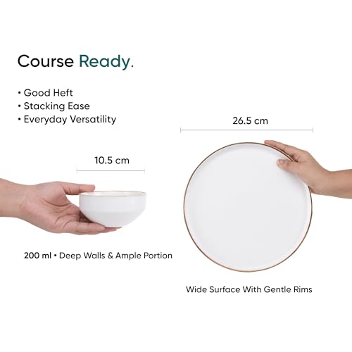 Shay Ceramic Modern Dinner Set, 12 Pcs, White | Crockery Set | Ceramic Dinner Set | Matte Finish (Japandi Dinner Set - White, 12 Piece) - Image 5