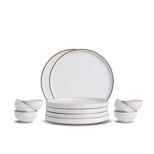 Shay Ceramic Modern Dinner Set, 12 Pcs, White | Crockery Set | Ceramic Dinner Set | Matte Finish (Japandi Dinner Set - White, 12 Piece) - Image 1
