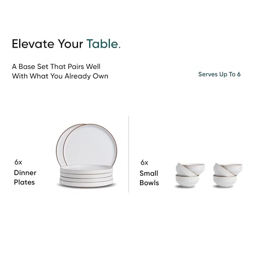 Shay Ceramic Modern Dinner Set, 12 Pcs, White | Crockery Set | Ceramic Dinner Set | Matte Finish (Japandi Dinner Set - White, 12 Piece) - Image 4