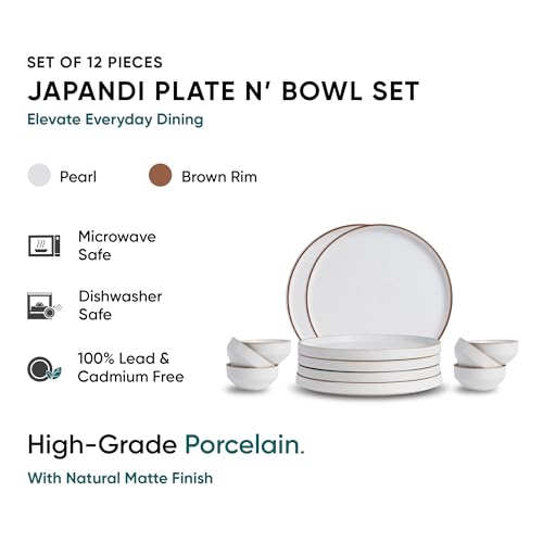 Shay Ceramic Modern Dinner Set, 12 Pcs, White | Crockery Set | Ceramic Dinner Set | Matte Finish (Japandi Dinner Set - White, 12 Piece) - Image 2