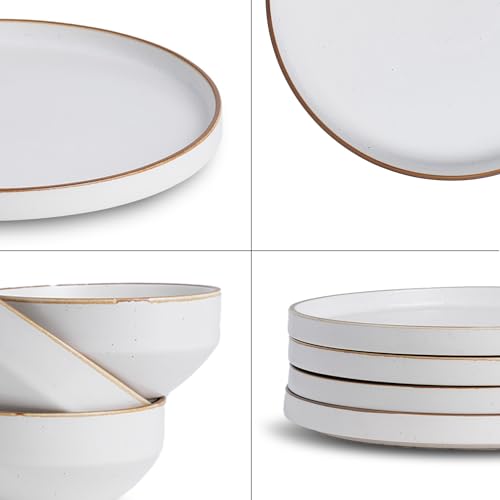 Shay Ceramic Modern Dinner Set, 12 Pcs, White | Crockery Set | Ceramic Dinner Set | Matte Finish (Japandi Dinner Set - White, 12 Piece) - Image 3