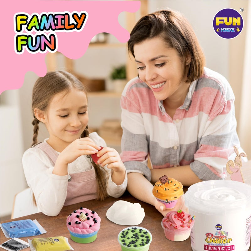 FUN KIDZ 4 LB Milky Butter Slime Bucket Gift for Girls, FunKidz 64 FL OZ Huge Soft White Premade Scented Slime Kit Toy with 29 Variety Add-Ins Perfect Birthday Present for Kids Age 6+ - Image 4
