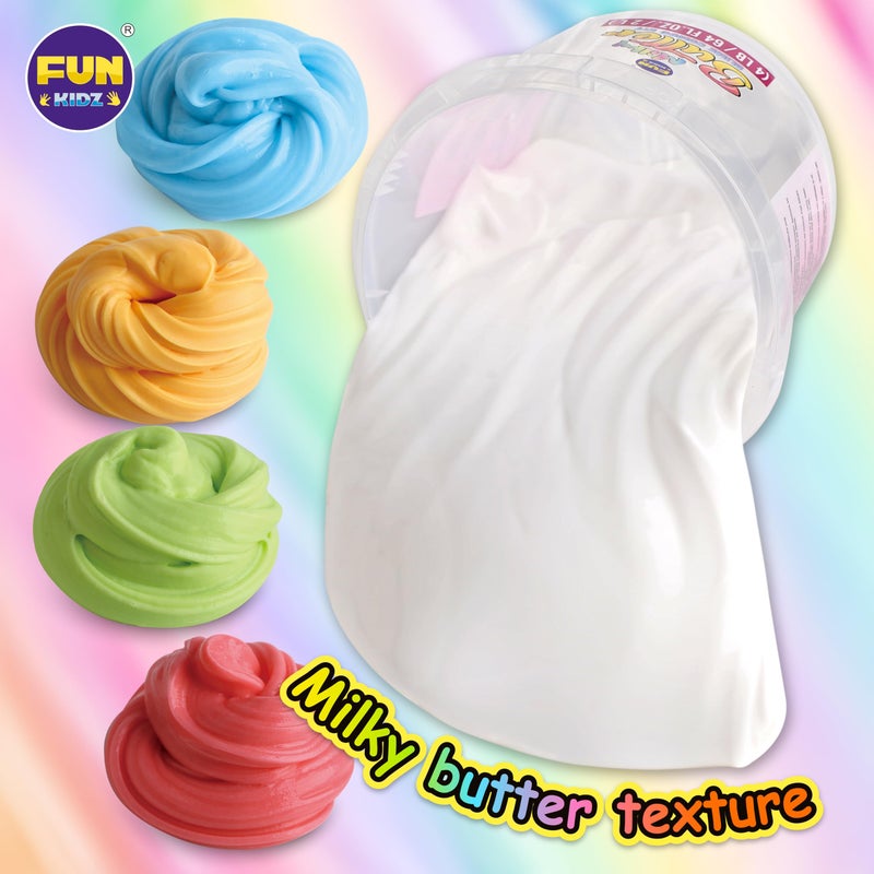 FUN KIDZ 4 LB Milky Butter Slime Bucket Gift for Girls, FunKidz 64 FL OZ Huge Soft White Premade Scented Slime Kit Toy with 29 Variety Add-Ins Perfect Birthday Present for Kids Age 6+ - Image 5