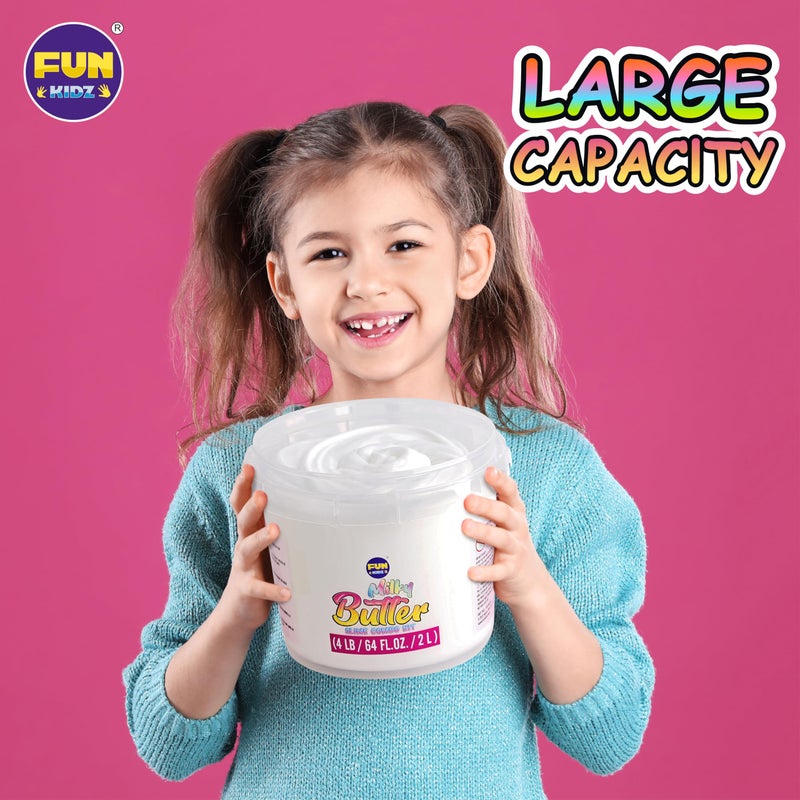 FUN KIDZ 4 LB Milky Butter Slime Bucket Gift for Girls, FunKidz 64 FL OZ Huge Soft White Premade Scented Slime Kit Toy with 29 Variety Add-Ins Perfect Birthday Present for Kids Age 6+ - Image 2