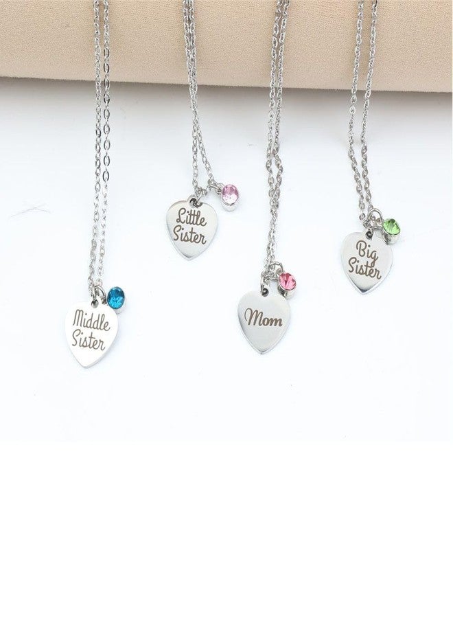 TISDA Mother Daughter Necklace Gift Set,Big Sis Middle Sis Lil Sis Mom Jewelry Necklace,Best Friends Necklaces (White) - Image 3