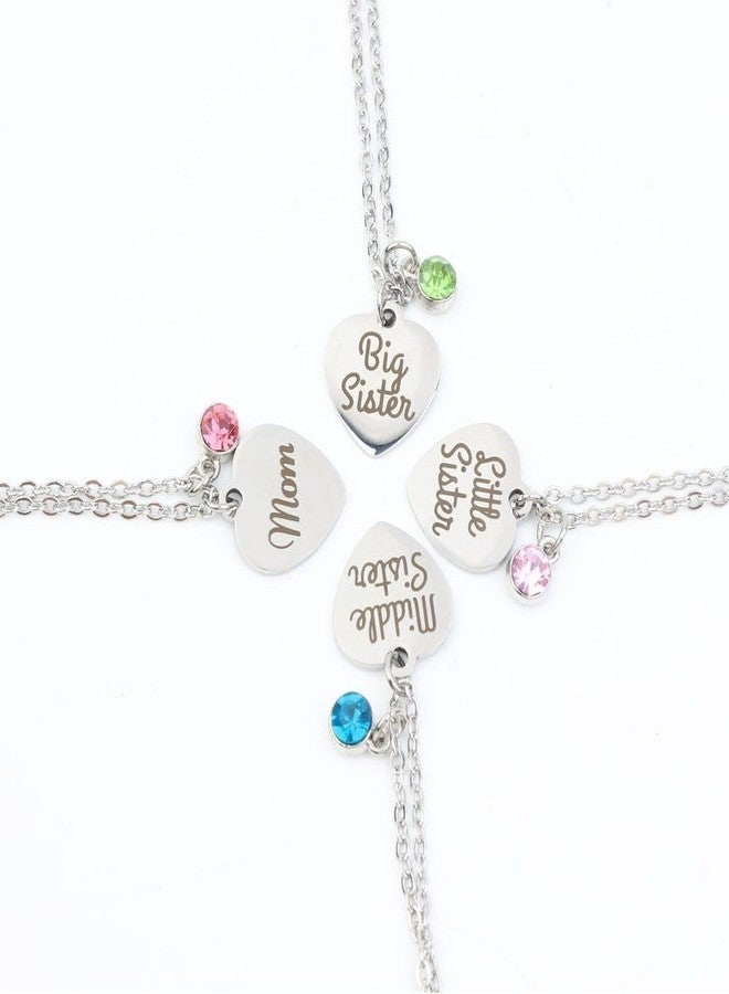 TISDA Mother Daughter Necklace Gift Set,Big Sis Middle Sis Lil Sis Mom Jewelry Necklace,Best Friends Necklaces (White) - Image 4