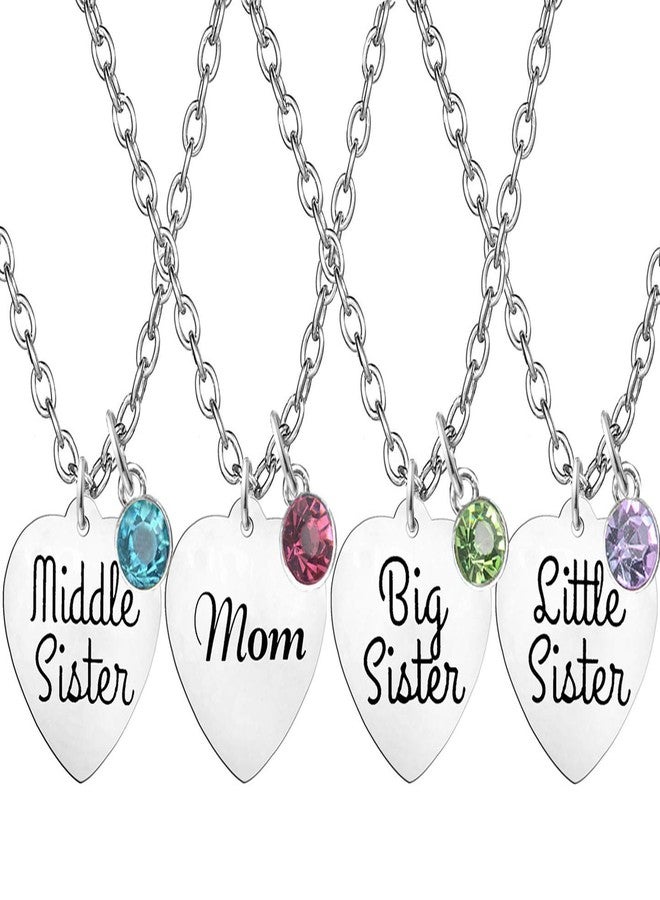 TISDA Mother Daughter Necklace Gift Set,Big Sis Middle Sis Lil Sis Mom Jewelry Necklace,Best Friends Necklaces (White) - Image 1