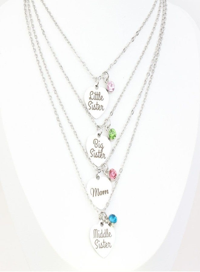TISDA Mother Daughter Necklace Gift Set,Big Sis Middle Sis Lil Sis Mom Jewelry Necklace,Best Friends Necklaces (White) - Image 5
