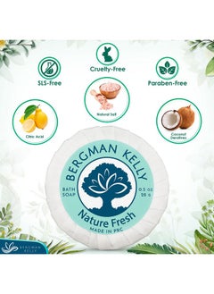BERGMAN KELLY Hotel Soap Bars (Nature Fresh 0.5 Oz 100 Pk) Travel Size Luxury Bulk Amenities Bar Soap Mini Individually Wrapped Round Soap Small Toiletries For Airbnb Motel Guest Bathroom  - Image 2