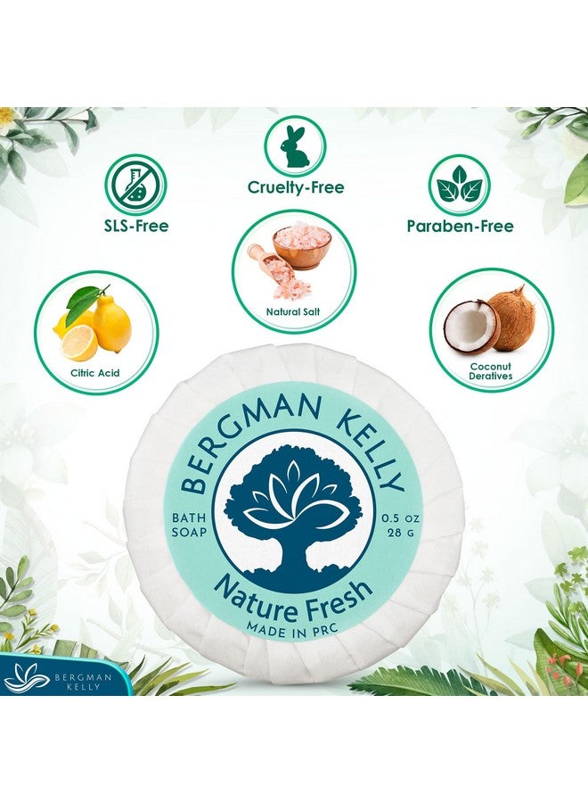 بيرجمان كيلي ألواح صابون الفندق (طبيعية منعشة 0.5 أونصة 100 قطعة) حجم سفر فاخر وسائل الراحة السائبة قالب صابون صغير ملفوف بشكل فردي صابون مستدير أدوات زينة صغيرة لحمام الضيوف في فندق Airbnb - Image 2