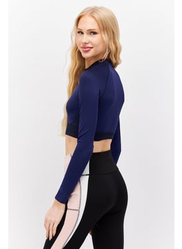 Adidas Adidas x Ivy Park Women Sportswear Fit Long Sleeve Training Crop Top, Navy Blue  - Image 2