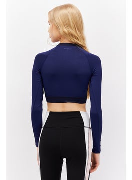 Adidas Adidas x Ivy Park Women Sportswear Fit Long Sleeve Training Crop Top, Navy Blue  - Image 3