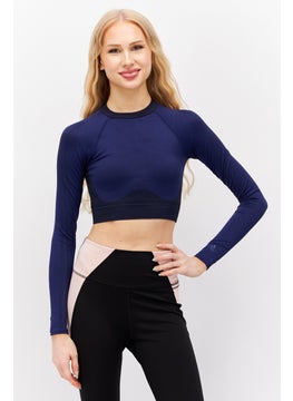Adidas Adidas x Ivy Park Women Sportswear Fit Long Sleeve Training Crop Top, Navy Blue  - Image 1