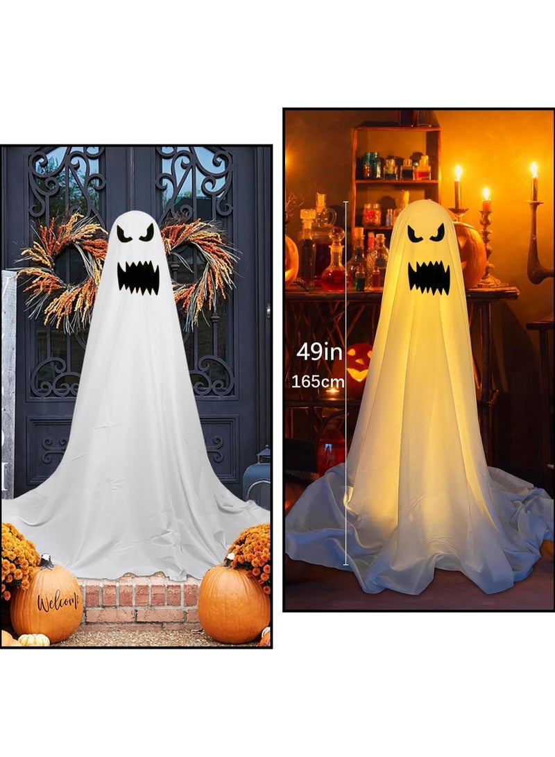 جورونب ديكورات خارجية لعيد الهالوين، شبح مخيف، ديكورات مخيفة مضاءة واقفة، ديكور شبح مع خيوط ضوئية تعمل بالبطارية لحفلة الهالوين، شرفة - Image 4