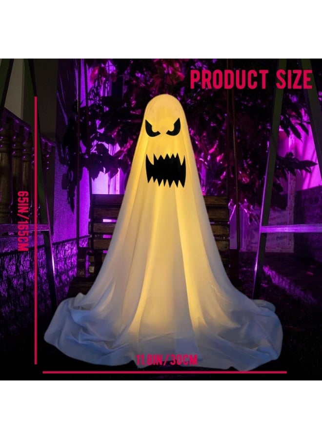 جورونب ديكورات خارجية لعيد الهالوين، شبح مخيف، ديكورات مخيفة مضاءة واقفة، ديكور شبح مع خيوط ضوئية تعمل بالبطارية لحفلة الهالوين، شرفة - Image 2