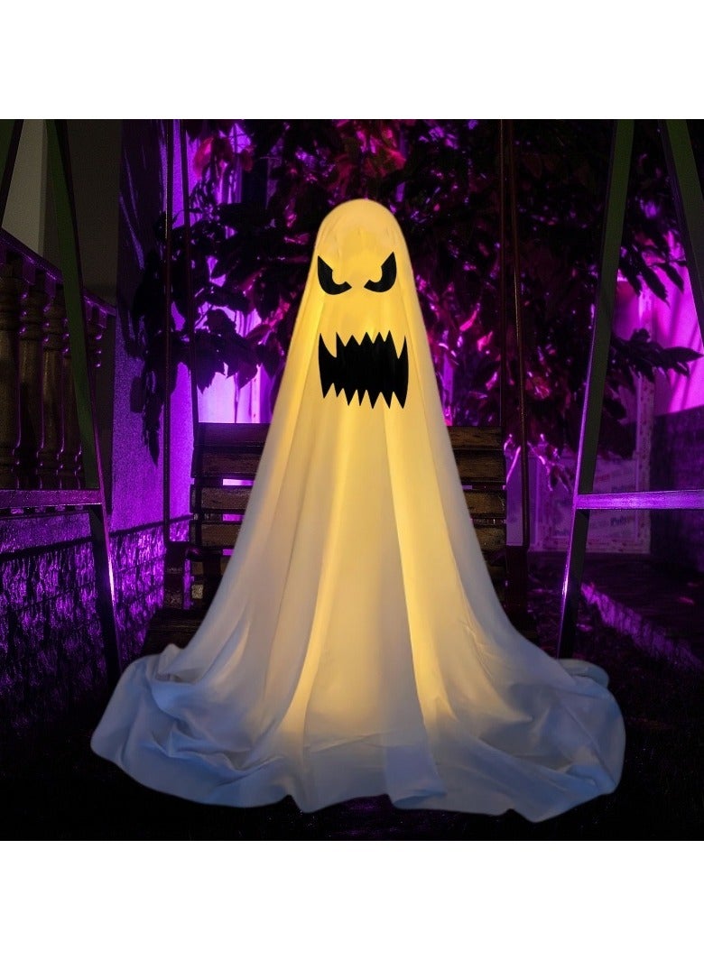 جورونب ديكورات خارجية لعيد الهالوين، شبح مخيف، ديكورات مخيفة مضاءة واقفة، ديكور شبح مع خيوط ضوئية تعمل بالبطارية لحفلة الهالوين، شرفة - Image 1