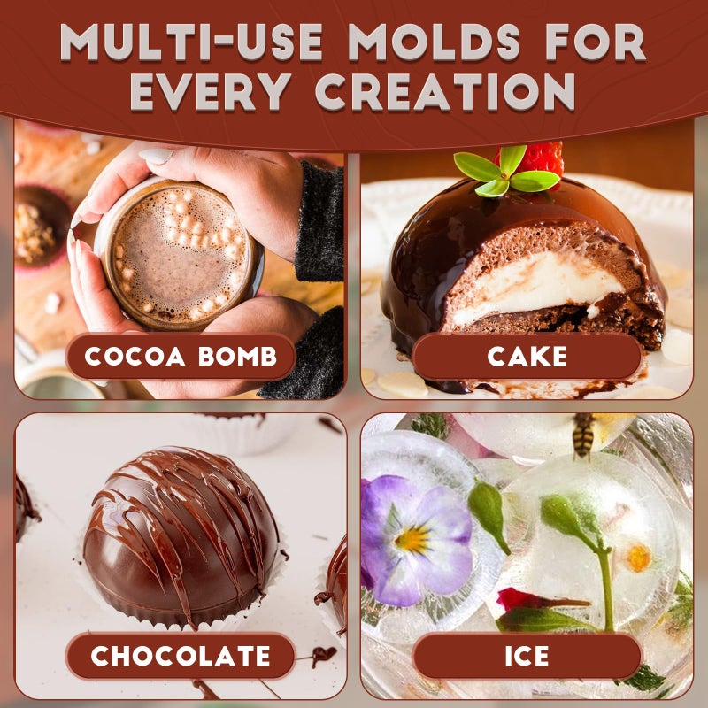 Hknmtt Hemisphere Silicone Molds 3 Inch For Hot Cocoa Chocolate Bombs Valentines Semi Ball Making Kit Cake Decor Mould  Food Grade Non-Stick Kitchen Baking Supplies Oven Safe - Image 5
