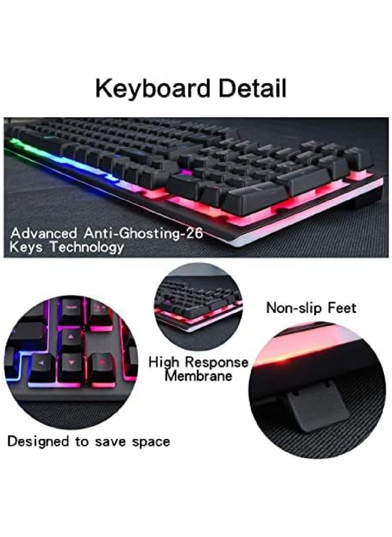 Wesdar 4 in1 Gaming Keyboard Whit Mouse pad Mouse Gaming Headset Wired Led Rgb Backlight Bundle For Pc Gamers and Xbox and PS4  - Image 5