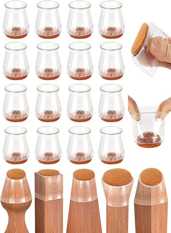 CUBIZ 24 PCS Silicone Chair Leg Floor Protectors, Premium Felt Furniture Pads for Hardwood Floors, Furniture Sliders for Chair Leg Stool Leg Protectors Cap for Avoid Noise and Scratches (Clear, Large) - Image 1