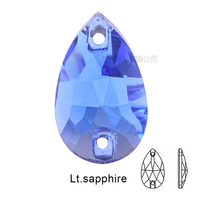 Hand Sewn Rhinestone Teardrop Flatback DIY Fashion Accessory P11 Light Blue 