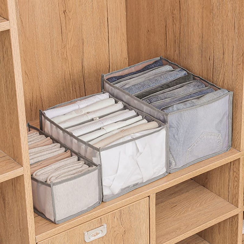 ELEGANT EMPORIUM ELEGANT EMPORIUM Wardrobe Cloth Organizer PVC 40mm Blue Zig Zag Drawer Organizer 7 Grids Foldable Clear Transparent for Tshirts Trousers Socks Blue  - Image 4