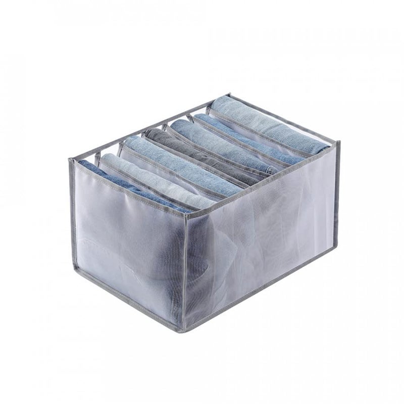 ELEGANT EMPORIUM ELEGANT EMPORIUM Wardrobe Cloth Organizer PVC 40mm Blue Zig Zag Drawer Organizer 7 Grids Foldable Clear Transparent for Tshirts Trousers Socks Blue  - Image 3