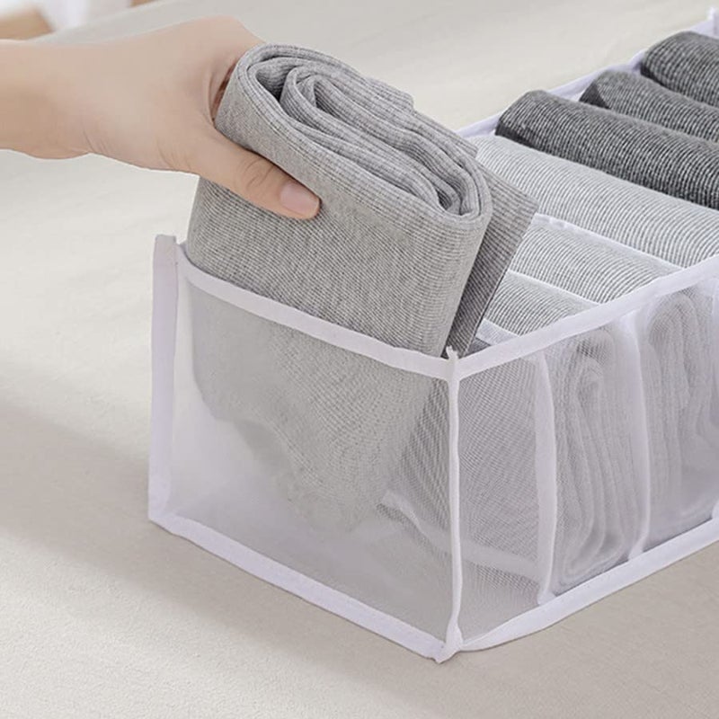 ELEGANT EMPORIUM ELEGANT EMPORIUM Wardrobe Cloth Organizer PVC 40mm Blue Zig Zag Drawer Organizer 7 Grids Foldable Clear Transparent for Tshirts Trousers Socks Blue  - Image 2