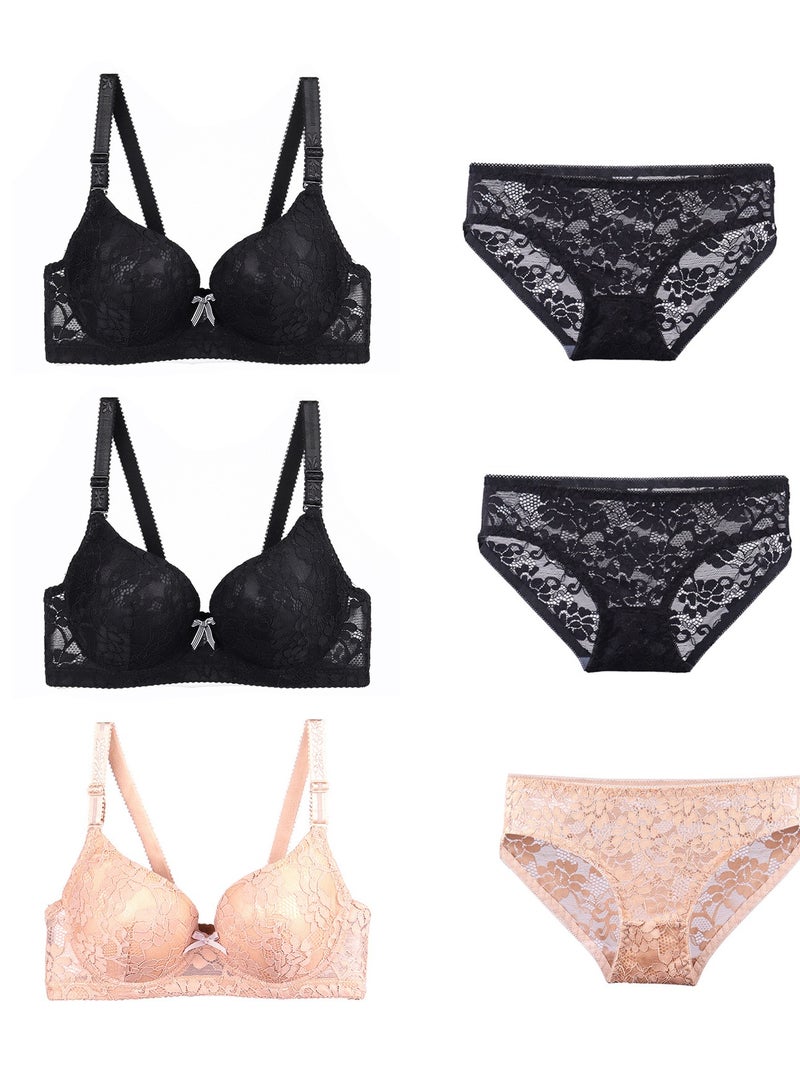 Lace Thin Women's Bra and Panties 6-piece Set  - Image 1
