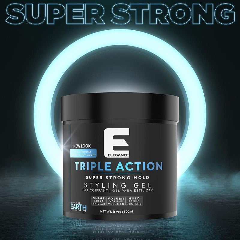 E Elegance Earth Fragrance Triple Action Hair Gel for Men And Women - Super Strong Hold, Extreme Volume, And Long Lasting Shine - Flake Free And Refreshing Fragrance - All Hair Types, 16.9 oz - Image 2