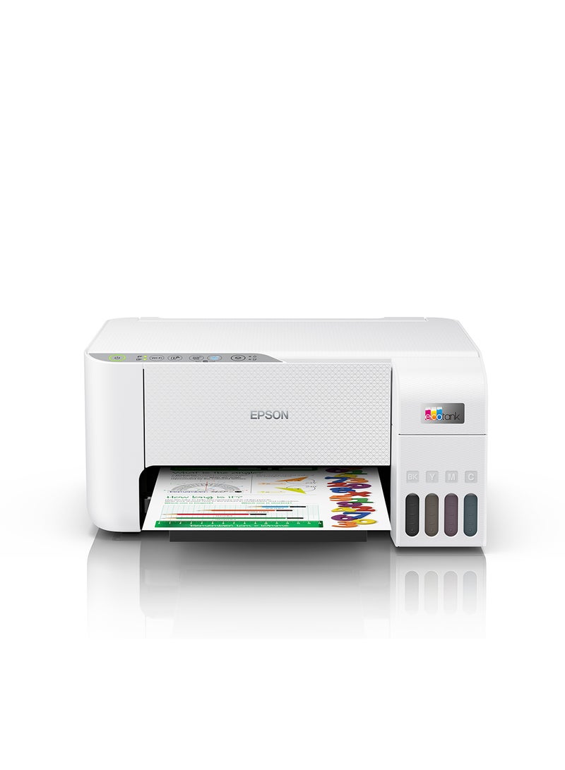 إبسون طابعة Ecotank L3256 Home Ink Tank مقاس A4، ملونة، 3 في 1 مع اتصال واي فاي وتطبيق Smartpanel، أبيض أبيض - Image 2