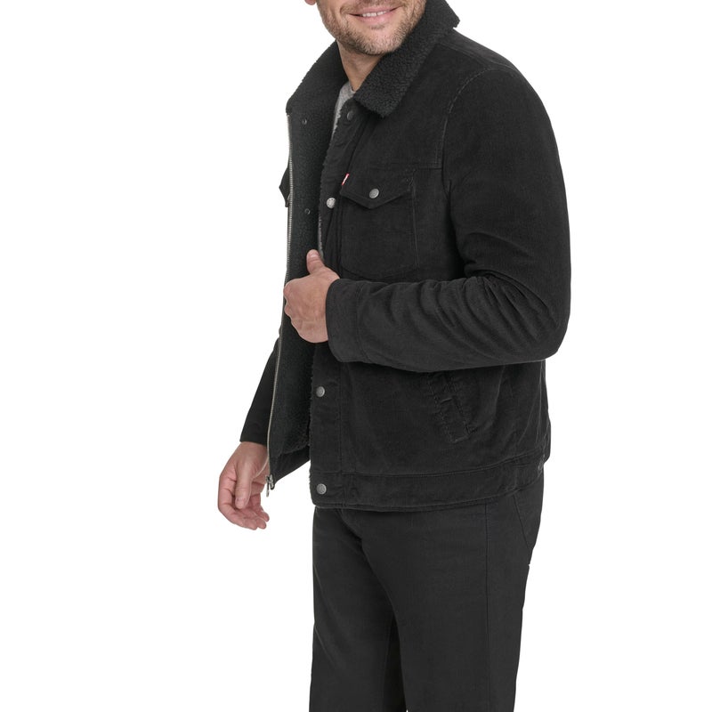 Levi's Men's Cotton Trucker, Black Corduroy, Large - Image 3