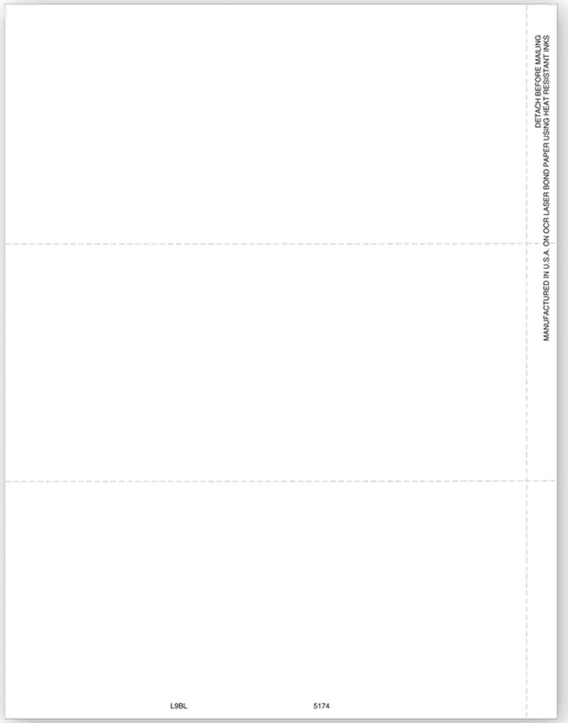 IRS Approved Blank Paper No Instructions 3-Up Version
