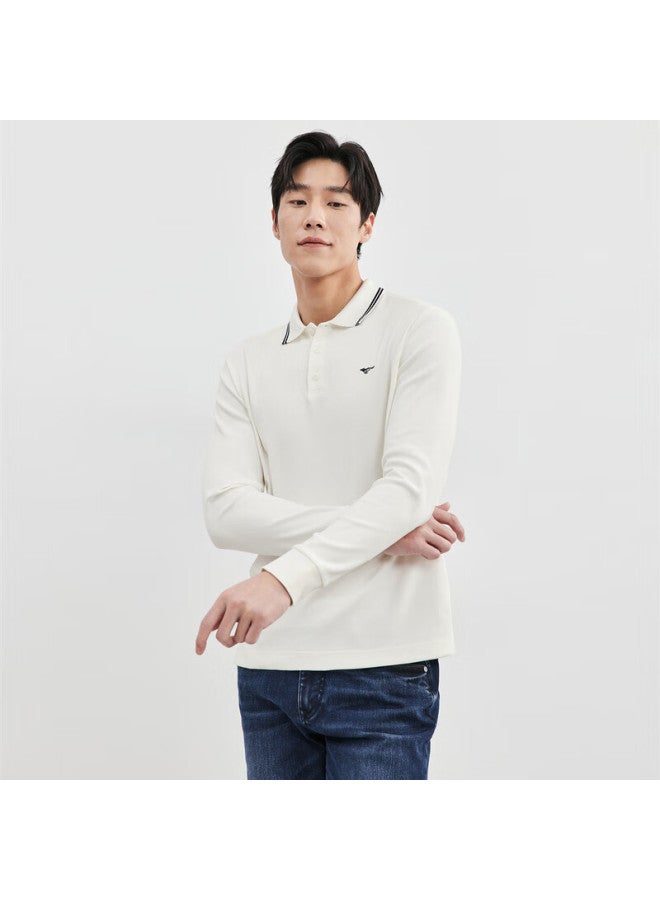 Septwolves Seven Wolves Men's Long Sleeve Polo Shirt Business Casual Waffle Knit Embroidered Wolf Logo Chest Pullover Shirt Men - Image 5