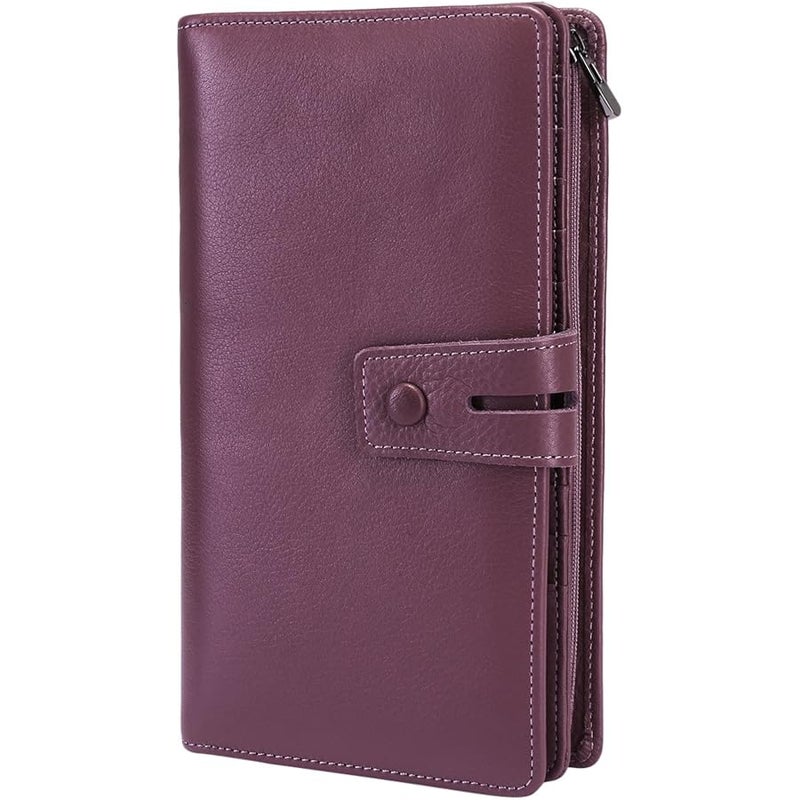 ITSLIFE Women's Big Fat Rfid Blocking Leather wallet clutch organizer with checkbook holder Purple - Image 1