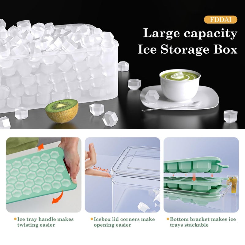 FDDAI Ice Cube Tray for Freezer: Small Plastic Ice Cubes Trays for Freezer with Box - Easy Release Stackable Mini Ice Cube Maker - Nugget Ice Trays for Freezer with Ice Container - Image 3