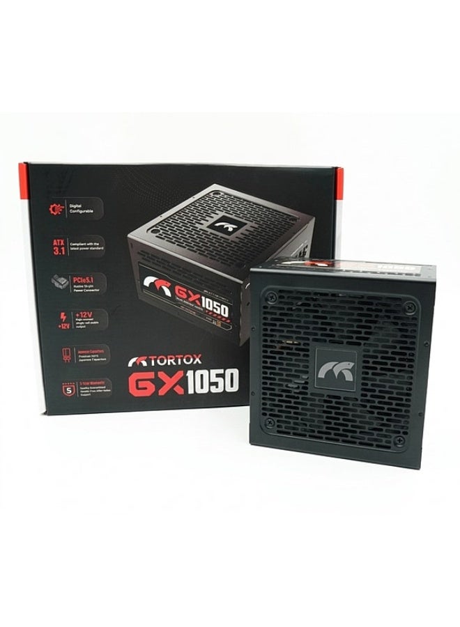Tortox Tortxo GX1050 1050 Watts 80+ Gold Full Modular PCI-E 5.1 Gaming PC Power Supply, Japanese 105°C Capacitors - Image 1
